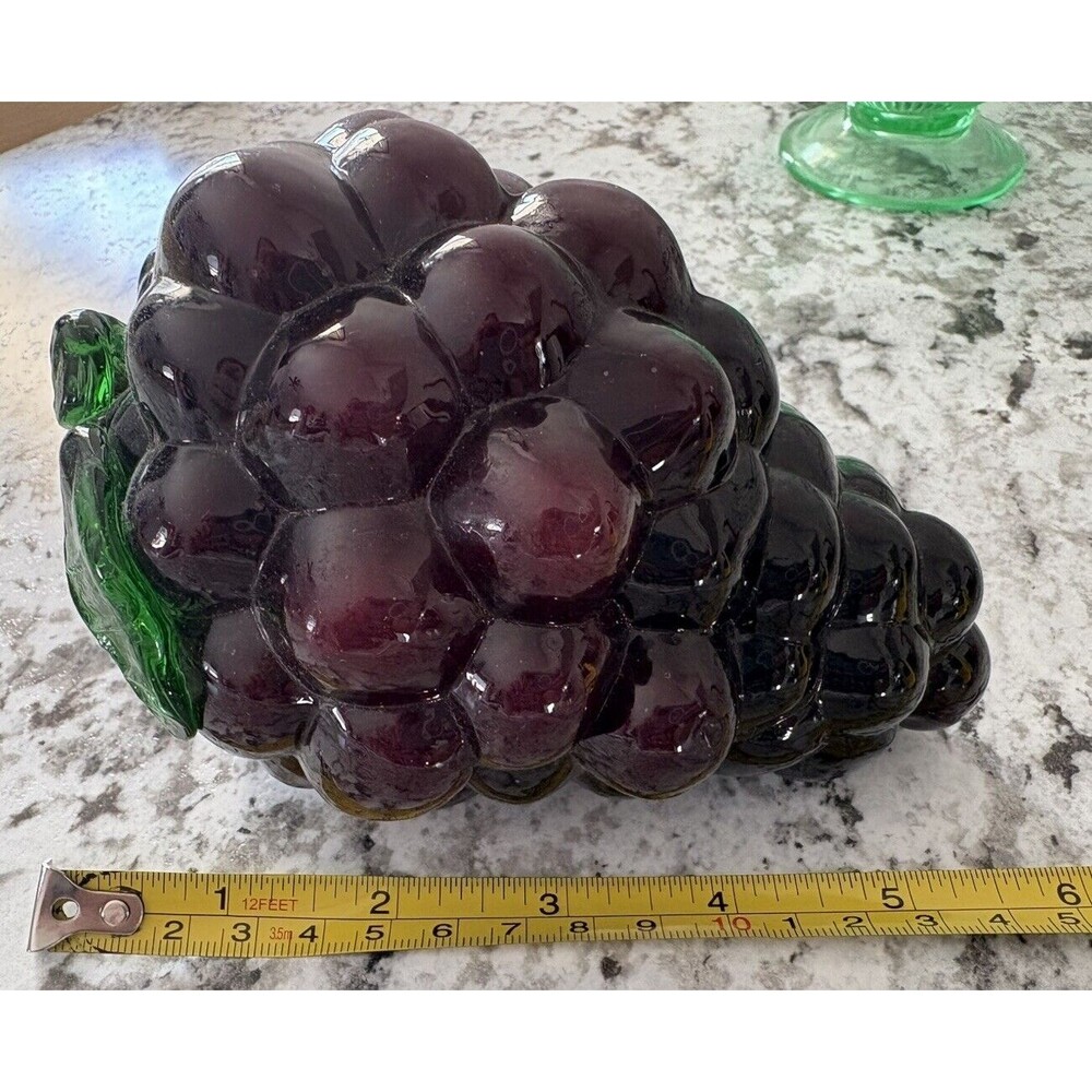 Vintage Blown Art Glass Grape Cluster 6” Purple Artificial Fruit Centerpiece - Picture 5 of 5